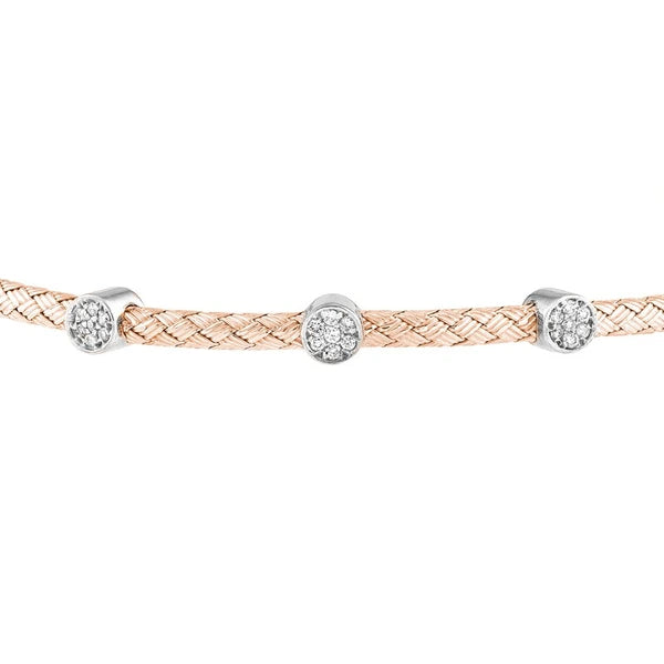 Diamond Trio Station Rose Mesh Bangle