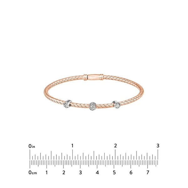 Diamond Trio Station Rose Mesh Bangle