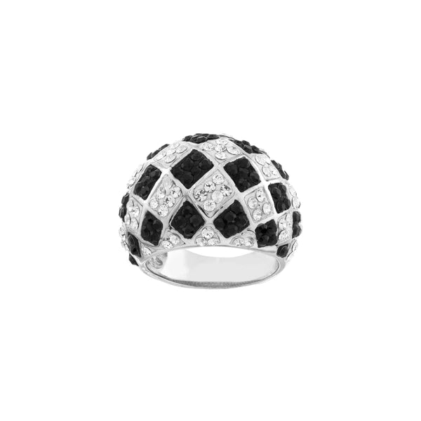Checkerboard Crystal Dome Ring