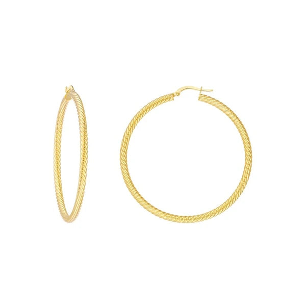 50mm Rope Twist Hoop Earrings