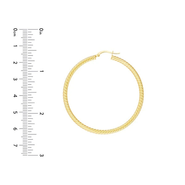 50mm Rope Twist Hoop Earrings