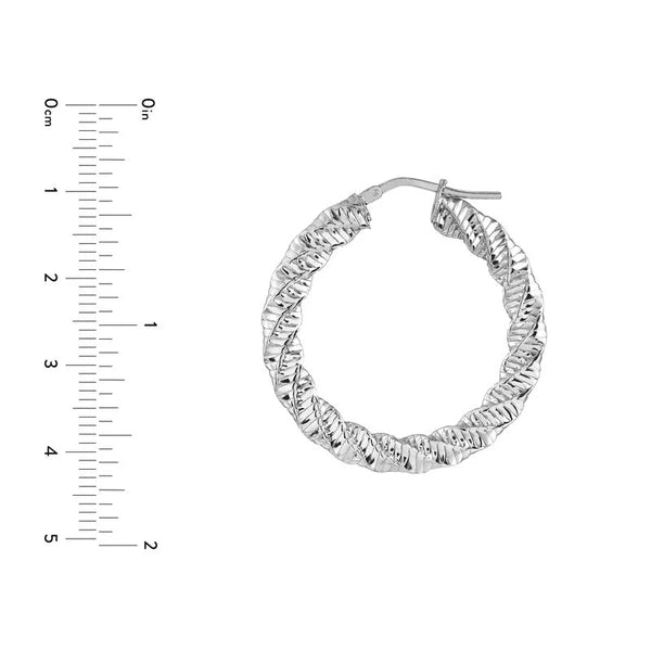 Sterling Silver Twisted and Textured Hoop Earrings