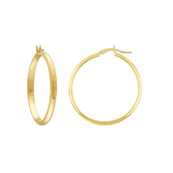 3x35 Half Round D/C Florentine Hoop Earrings