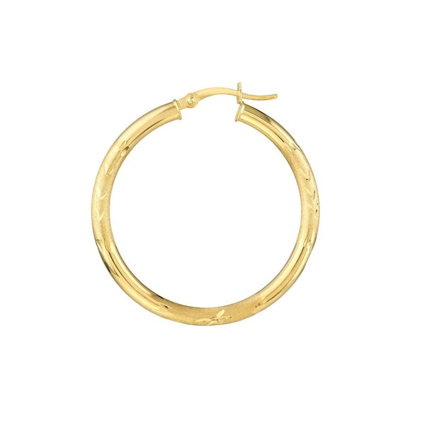 3x35mm D/C Florentine Round Hoop Earrings