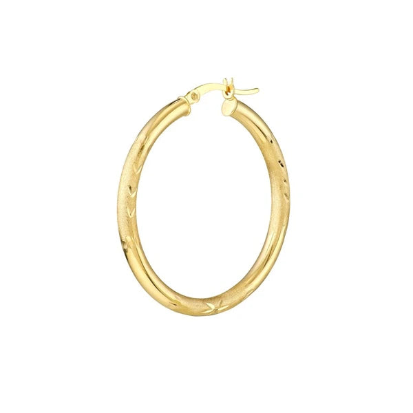 3x35mm D/C Florentine Round Hoop Earrings