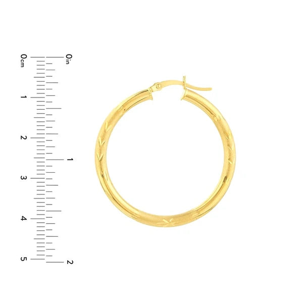 3x35mm D/C Florentine Round Hoop Earrings