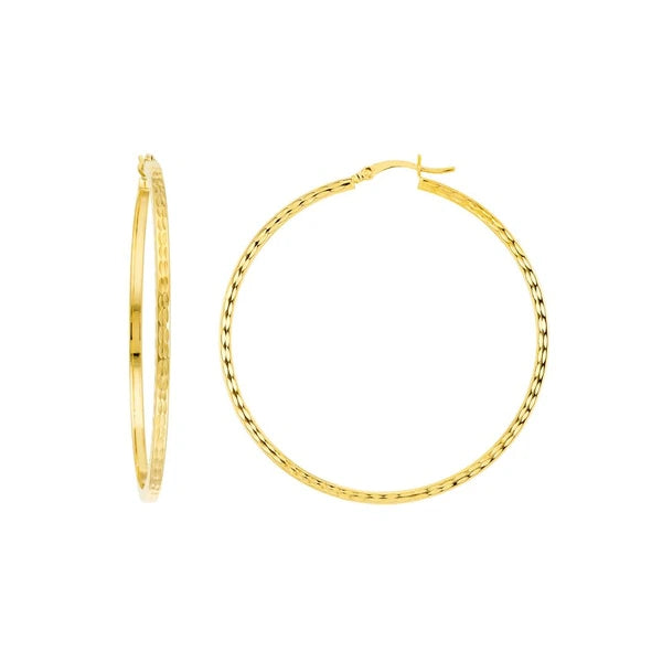 2 X 50mm Square Full DC Hoop Earrings