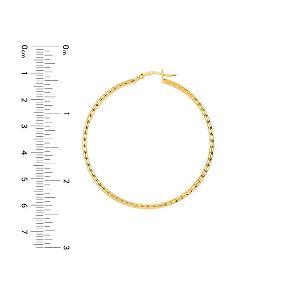 2 X 50mm Square Full DC Hoop Earrings