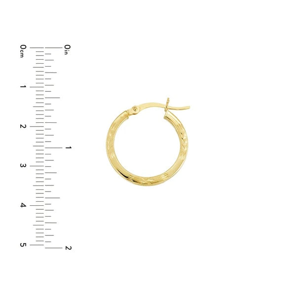 2 X 20mm Square DC Florentine Hoop Earrings