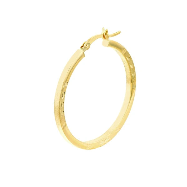 2 X 30mm Square DC Florentine Hoop Earrings