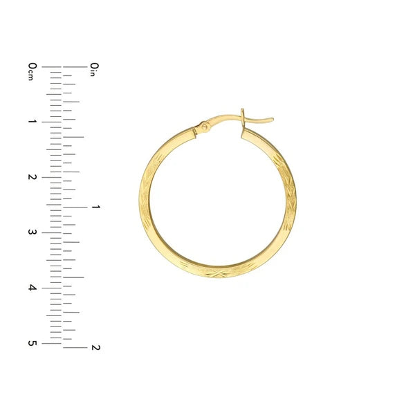 2 X 30mm Square DC Florentine Hoop Earrings