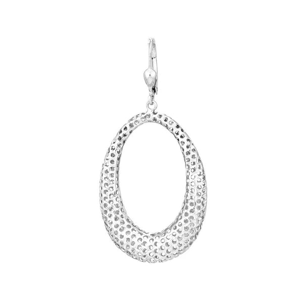 Plated Sterling Silver Open Oval Dangle Earrings