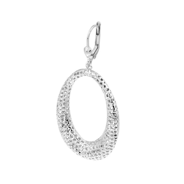 Plated Sterling Silver Open Oval Dangle Earrings