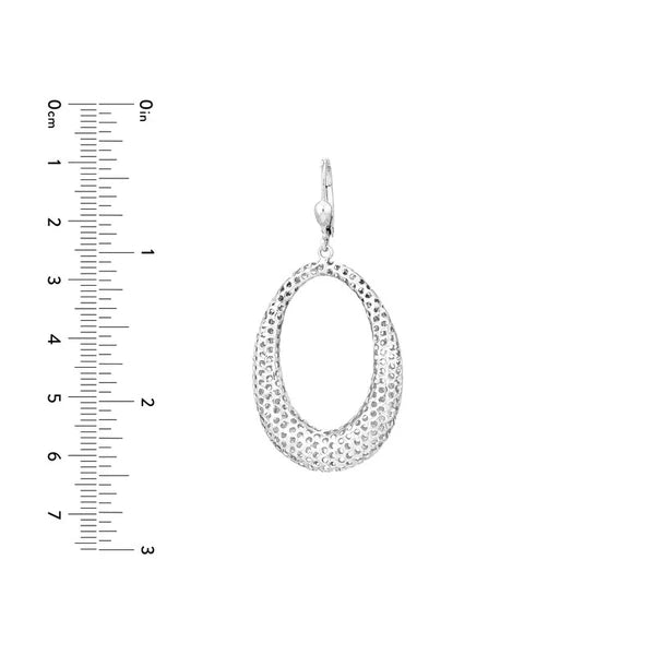 Plated Sterling Silver Open Oval Dangle Earrings