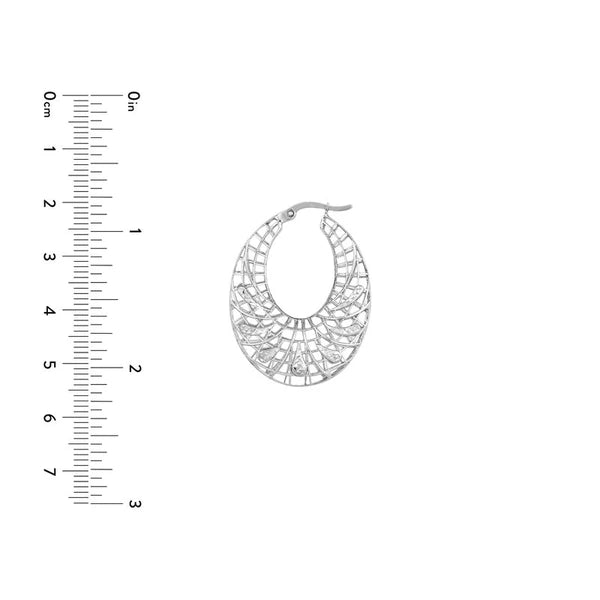 Plated Sterling Silver Oval Crescent Cage Earrings