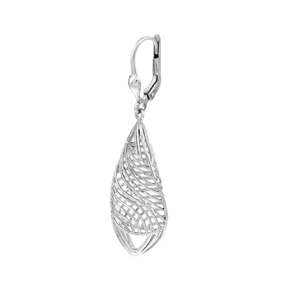 Plated Sterling Silver Marquise Cage Dangle Earrings