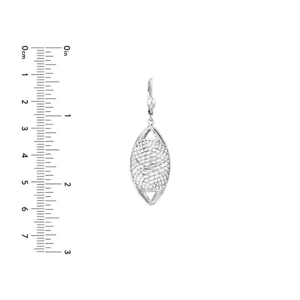 Plated Sterling Silver Marquise Cage Dangle Earrings