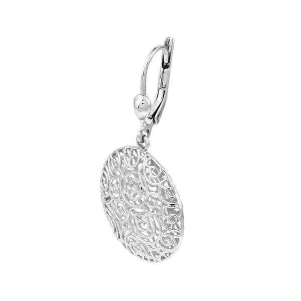 Sterling Silver Filigree Circle Drop Earrings