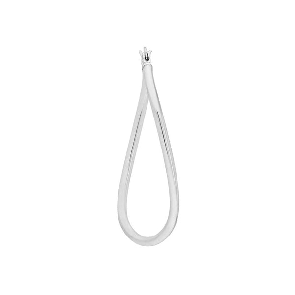 Plated Sterling Silver Curved Oval Hoop Earrings