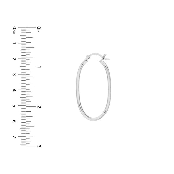 Plated Sterling Silver Curved Oval Hoop Earrings