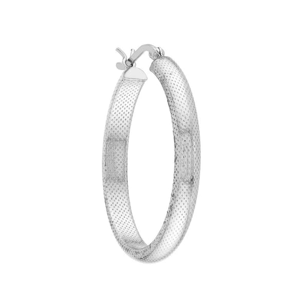 Sterling Silver Textured Hoop Earrings
