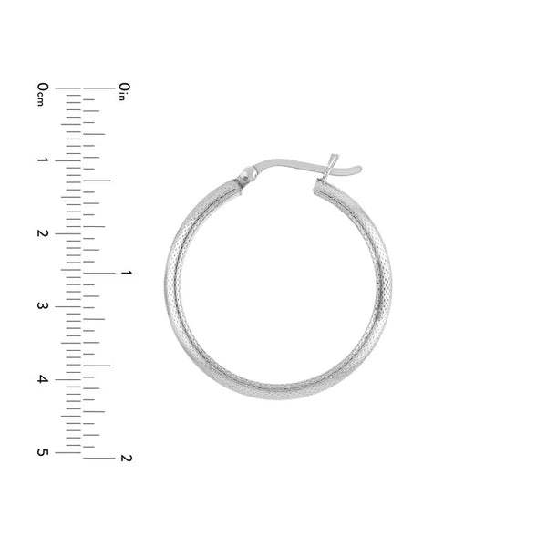 Sterling Silver Textured Hoop Earrings