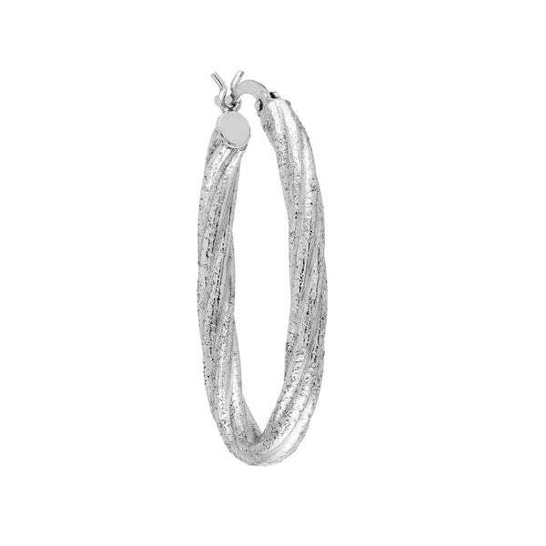 Sterling Silver Twisted Oval Tube Hoop Earrings