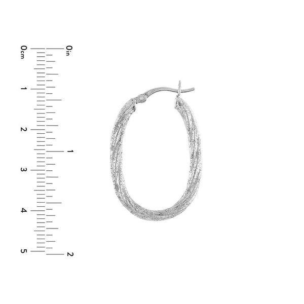 Sterling Silver Twisted Oval Tube Hoop Earrings
