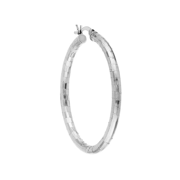 Sterling Silver Mirror Ball Hoop Earrings