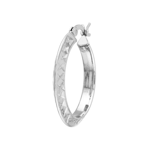 Sterling Silver Diamond-Cut Knife Edge Hoop Earrings