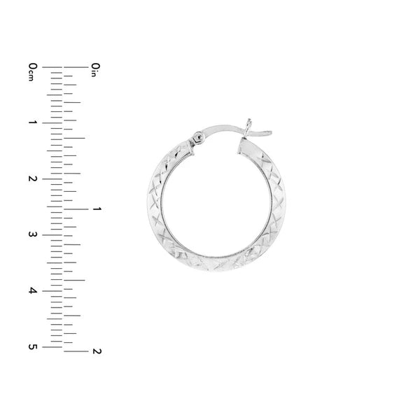Sterling Silver Diamond-Cut Knife Edge Hoop Earrings