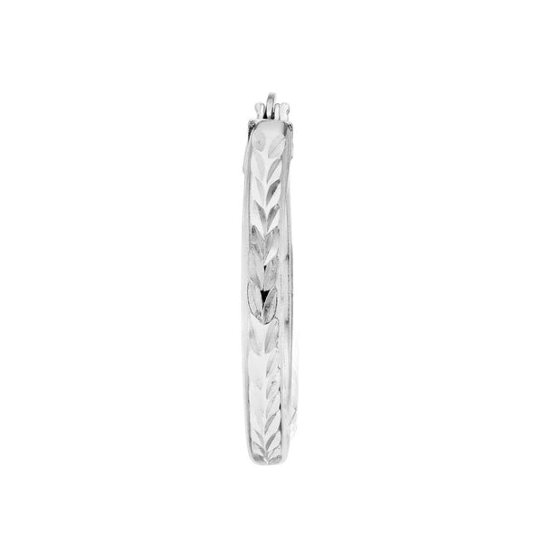 Sterling Silver Diamond-Cut Hoop Earrings