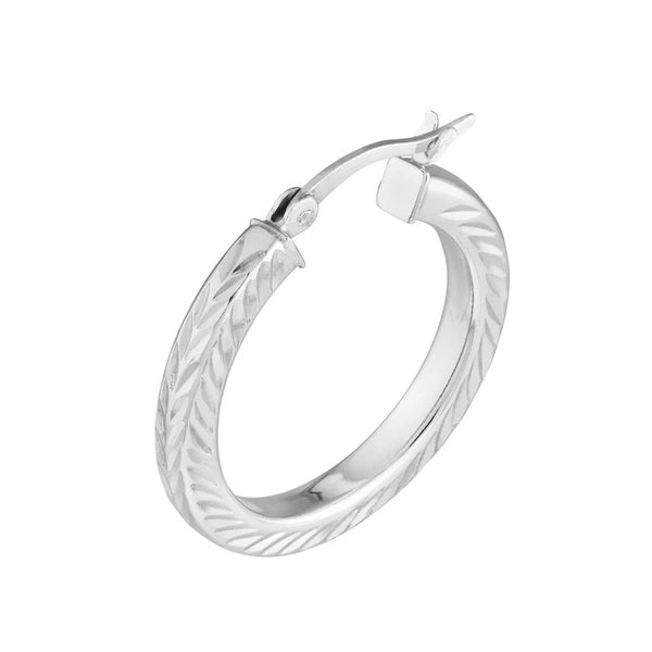 Sterling Silver Diamond-Cut Hoop Earrings