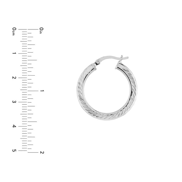 Sterling Silver Diamond-Cut Hoop Earrings