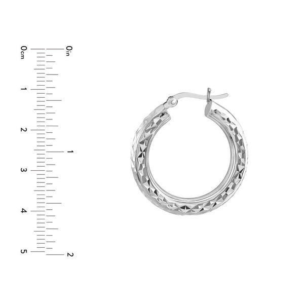Sterling Silver Diamond-Cut and Textured Hoop Earrings