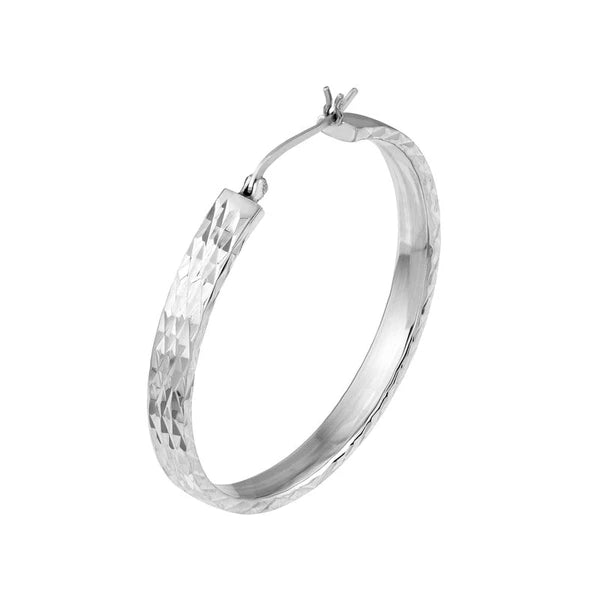 Sterling Silver Diamond Cut Hoop Earrings