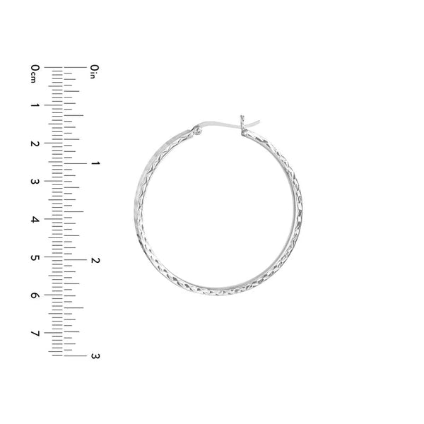 Sterling Silver Diamond Cut Hoop Earrings