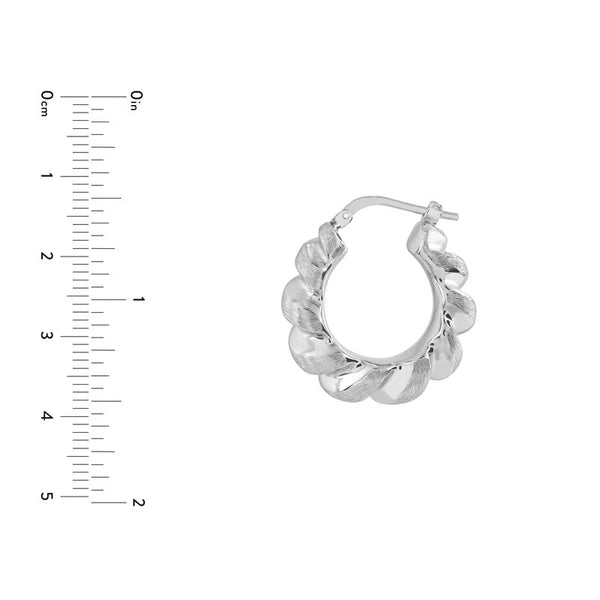 Sterling Silver Polished and Satin Twisted Hoop Earrings