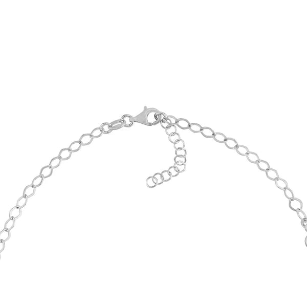 Sterling Silver Blue CZ Stations on Chain Adjustable Anklet