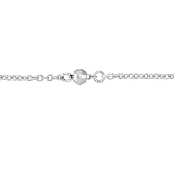 Sterling Silver Diamond-Cut Beads on Chain Adjustable Anklet