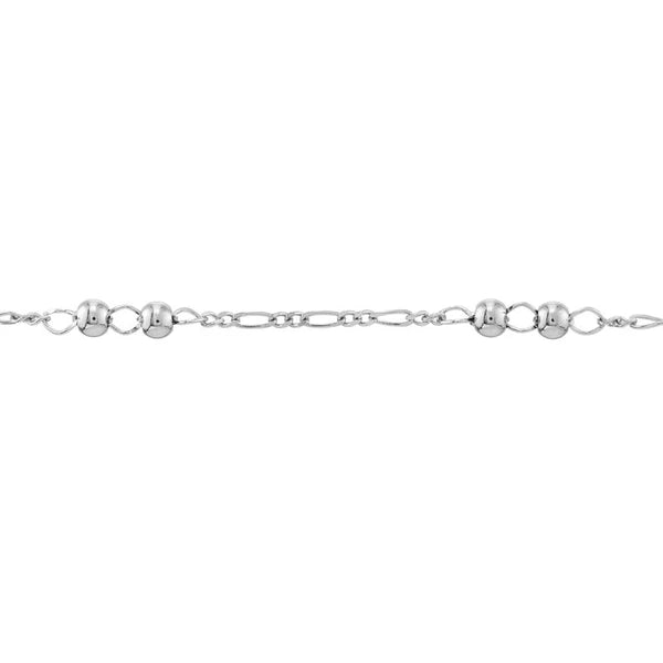 Sterling Silver Beads on Figaro Chain Anklet