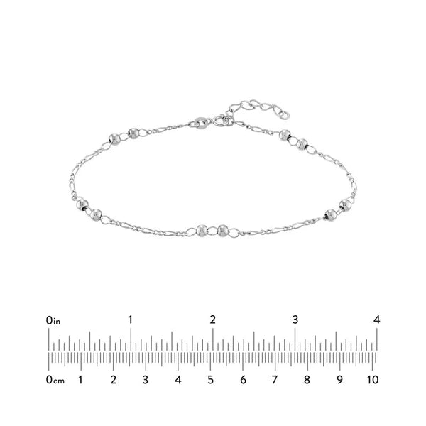Sterling Silver Beads on Figaro Chain Anklet