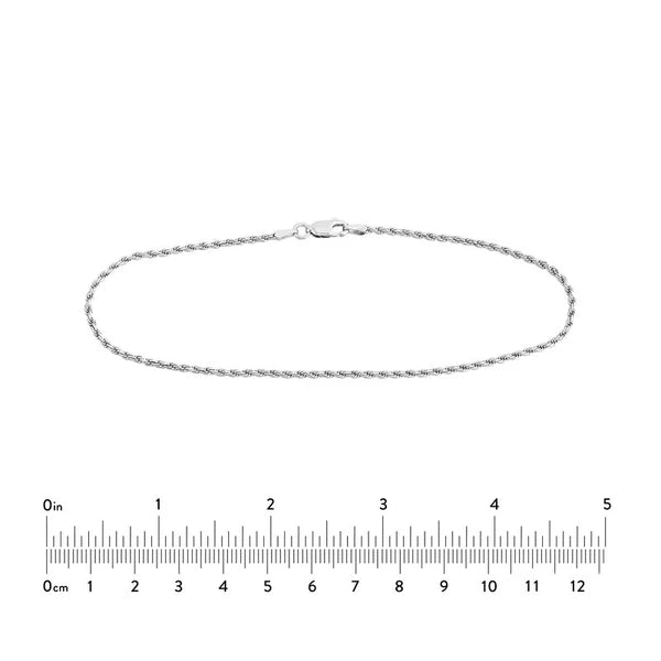 Sterling Silver 2mm D/C Rope Chain