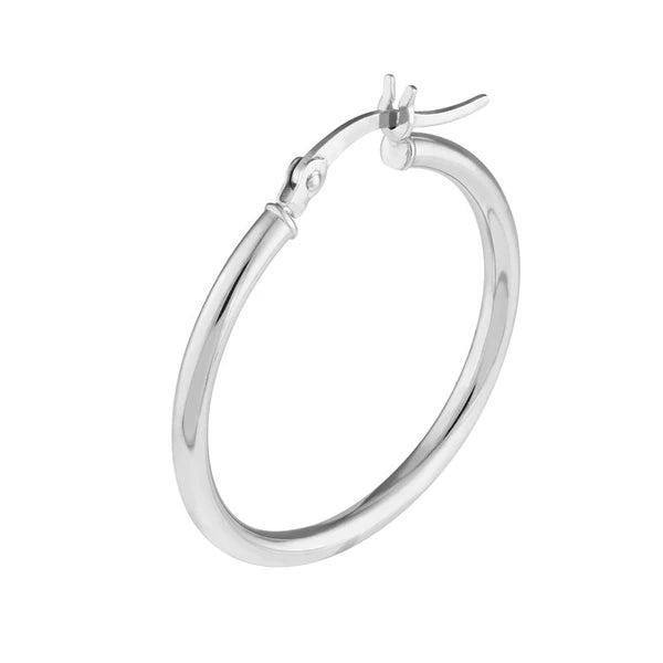 Sterling Silver 2mm x 25mm Polished Hoop Earrings