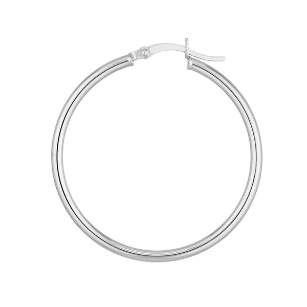 Sterling Silver 2mm x 35mm Polished Hoop Earrings