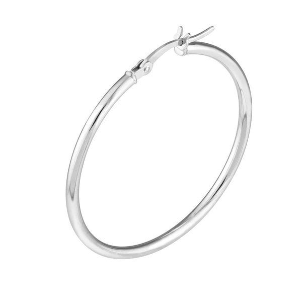 Sterling Silver 2mm x 35mm Polished Hoop Earrings