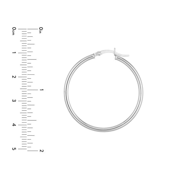 Sterling Silver 2mm x 35mm Polished Hoop Earrings