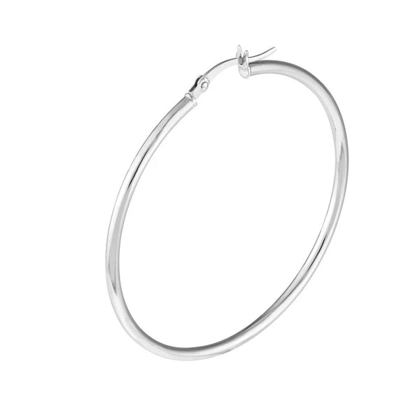Sterling Silver 2mm x 45mm Polished Hoop Earrings