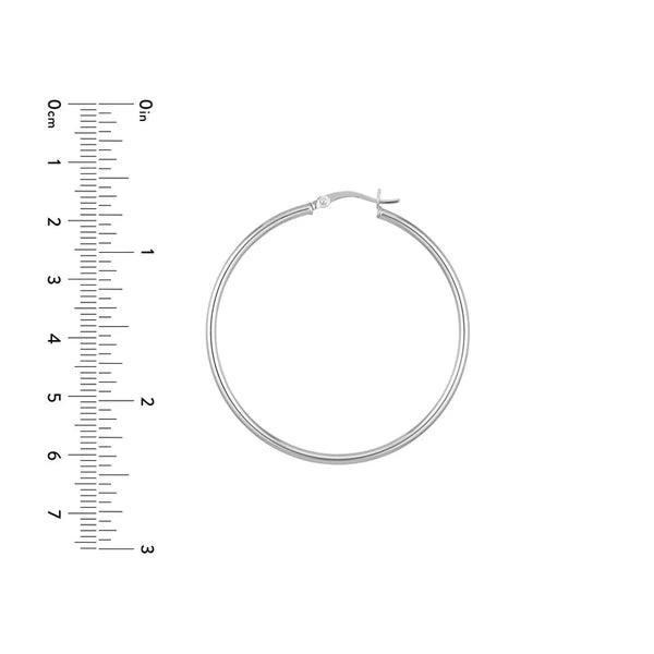 Sterling Silver 2mm x 45mm Polished Hoop Earrings
