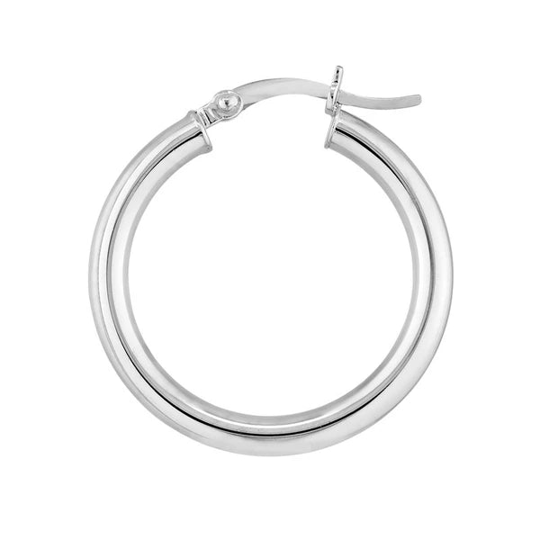 Sterling Silver 3mm x 25mm Polished Hoop Earrings